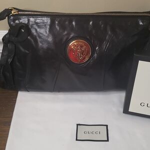 GUCCI Calfskin Leather Clutch Hysteria Bag